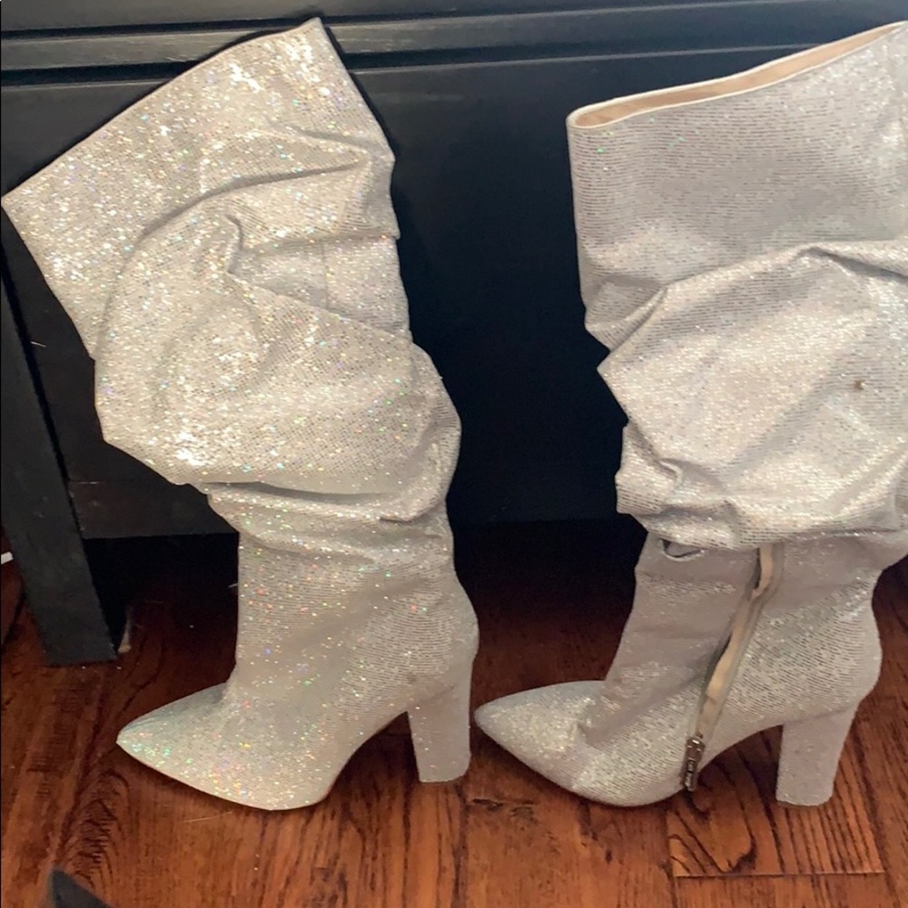 Silver glitter tall boots!